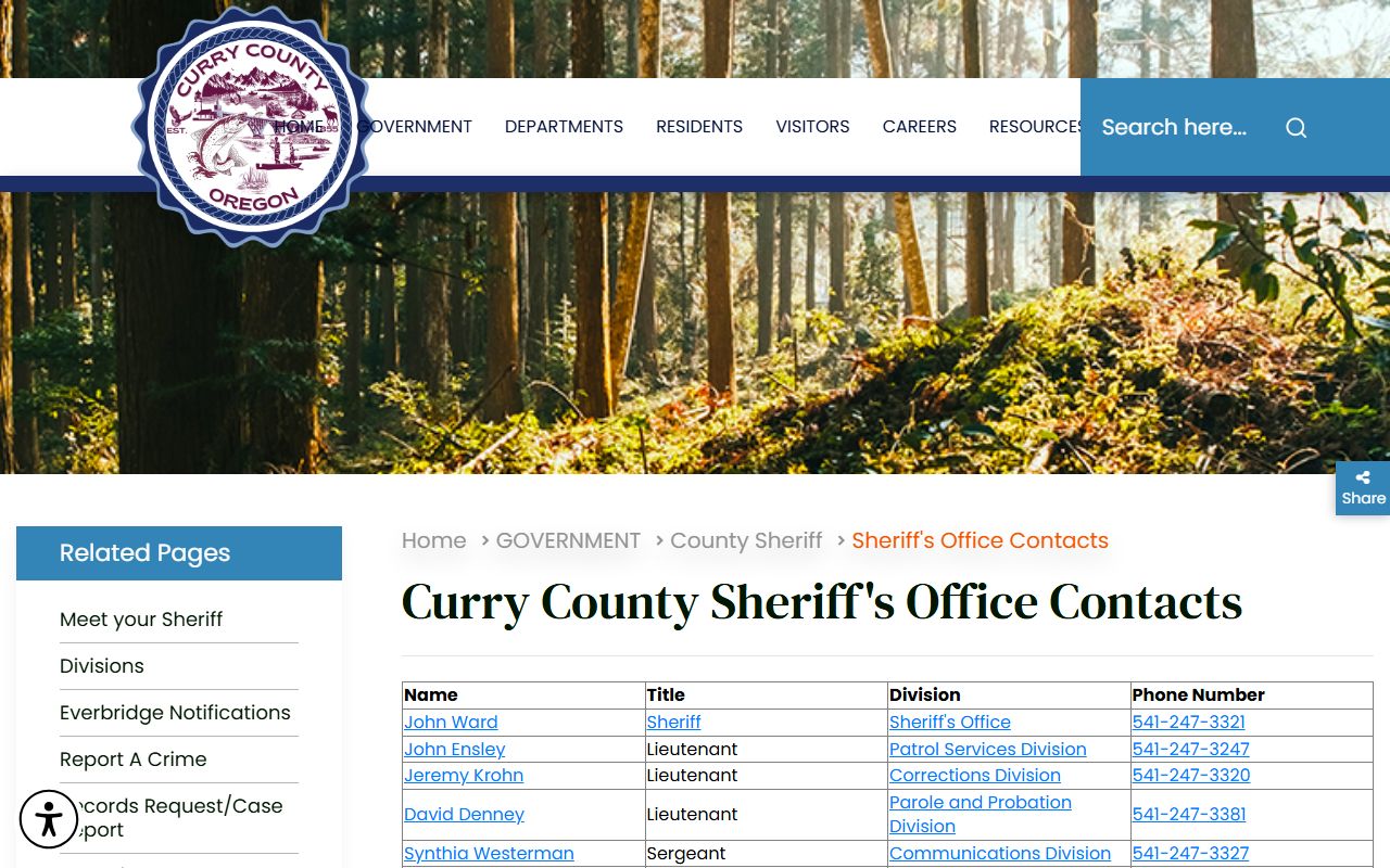 Curry County arrest records sheriff contacts