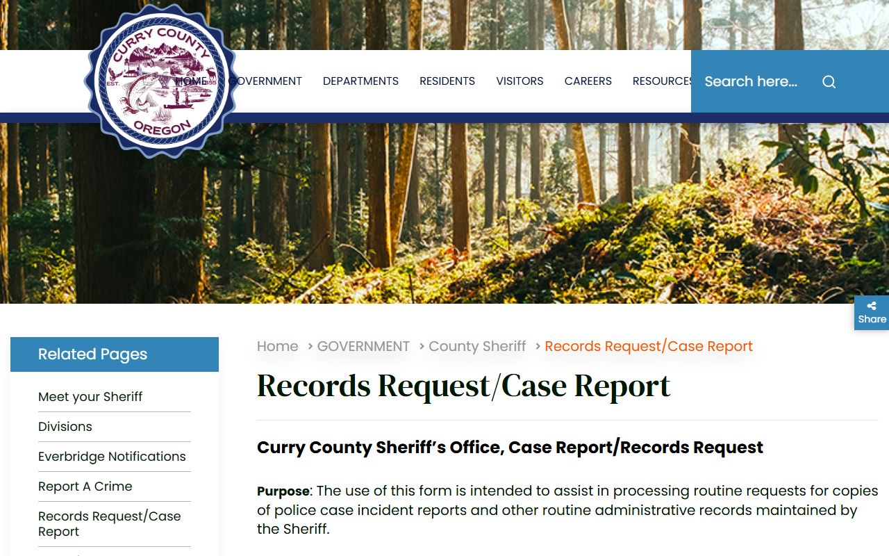 Curry County arrest records sheriff report request form