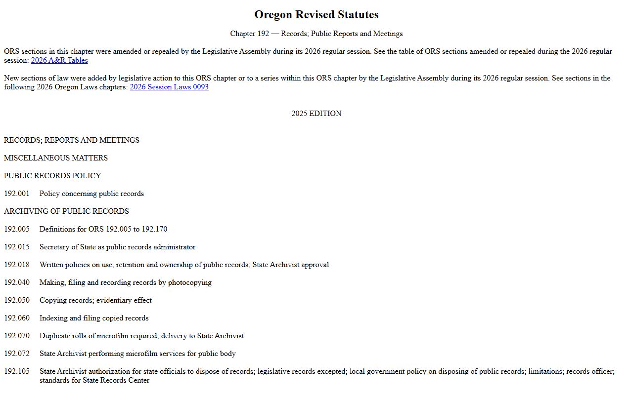 Curry County court dockets Oregon Public Records Law source