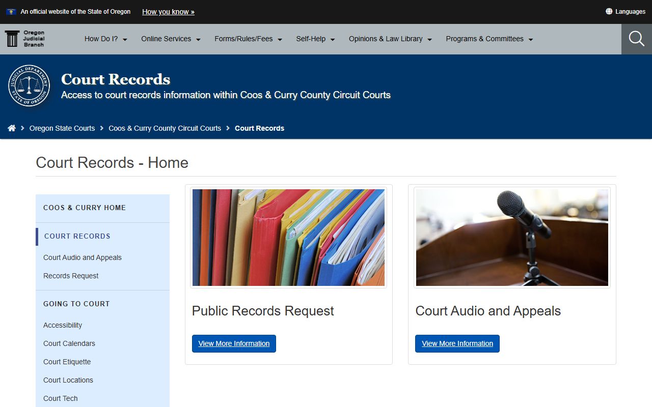 Curry County court records local Coos and Curry records page