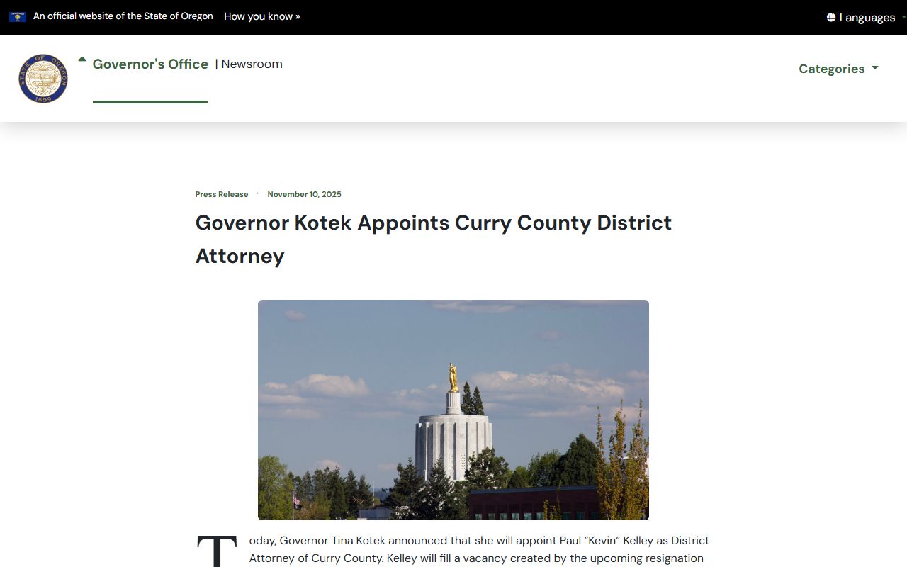 Curry County criminal court records Governor announcement for District Attorney appointment