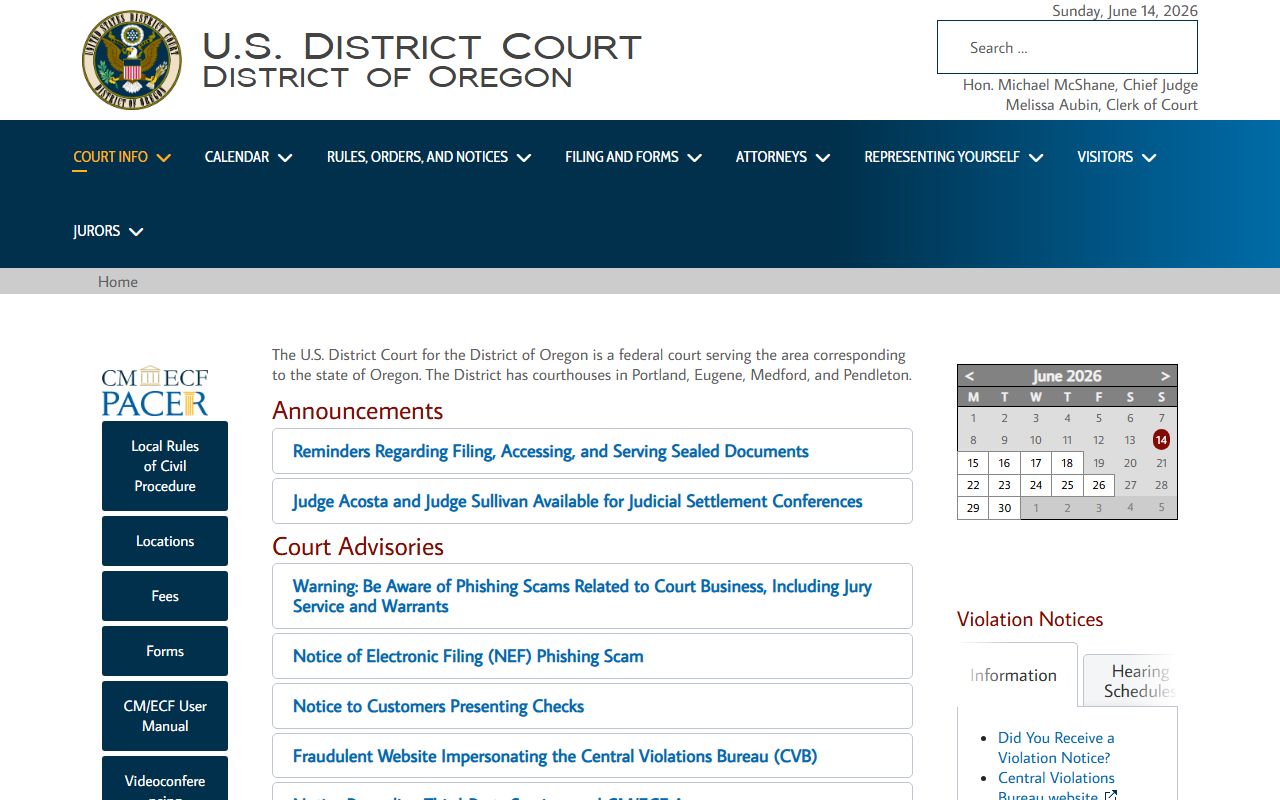 Curry County criminal court records U.S. District Court District of Oregon