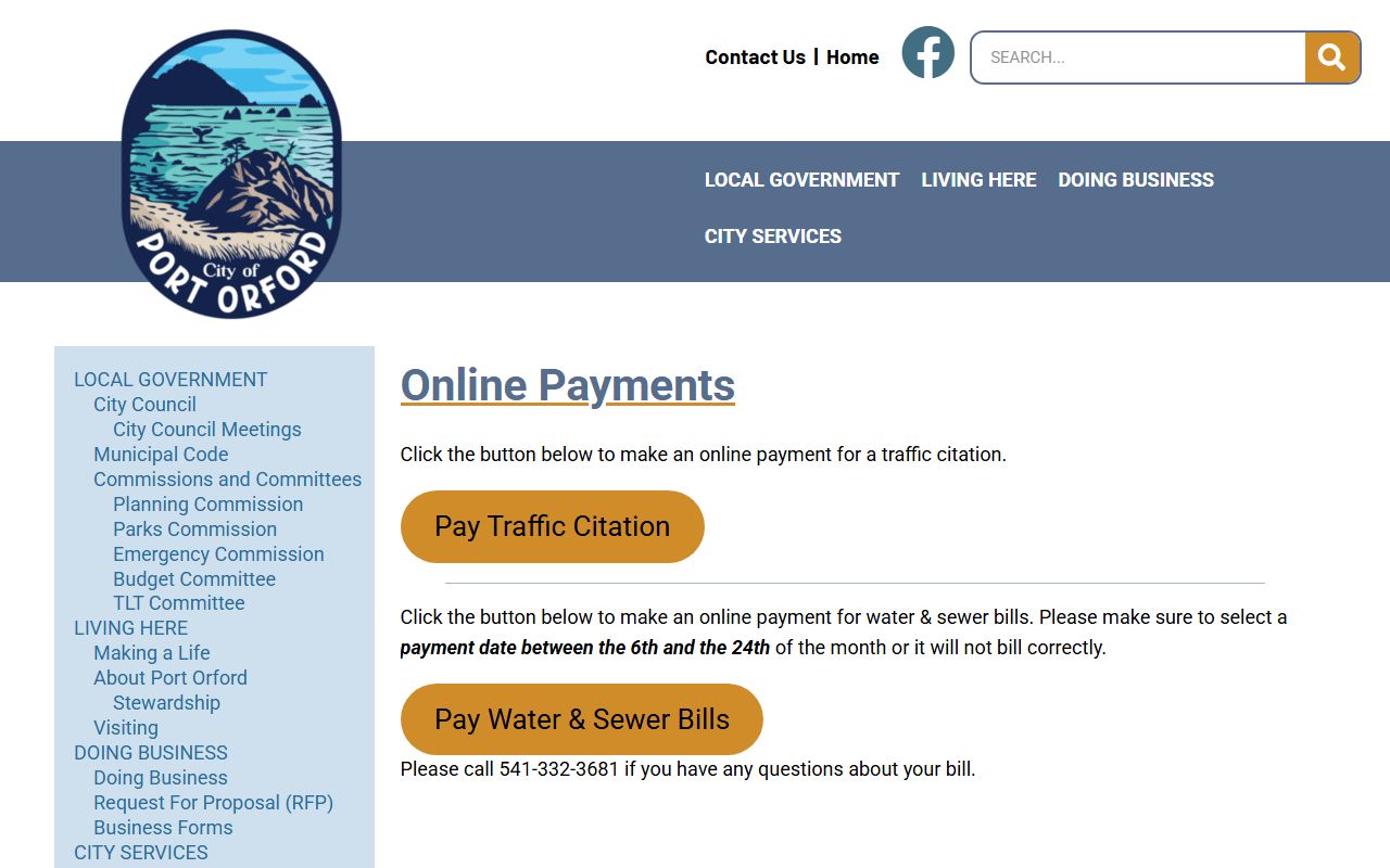 Curry County inmate records Port Orford municipal payment source
