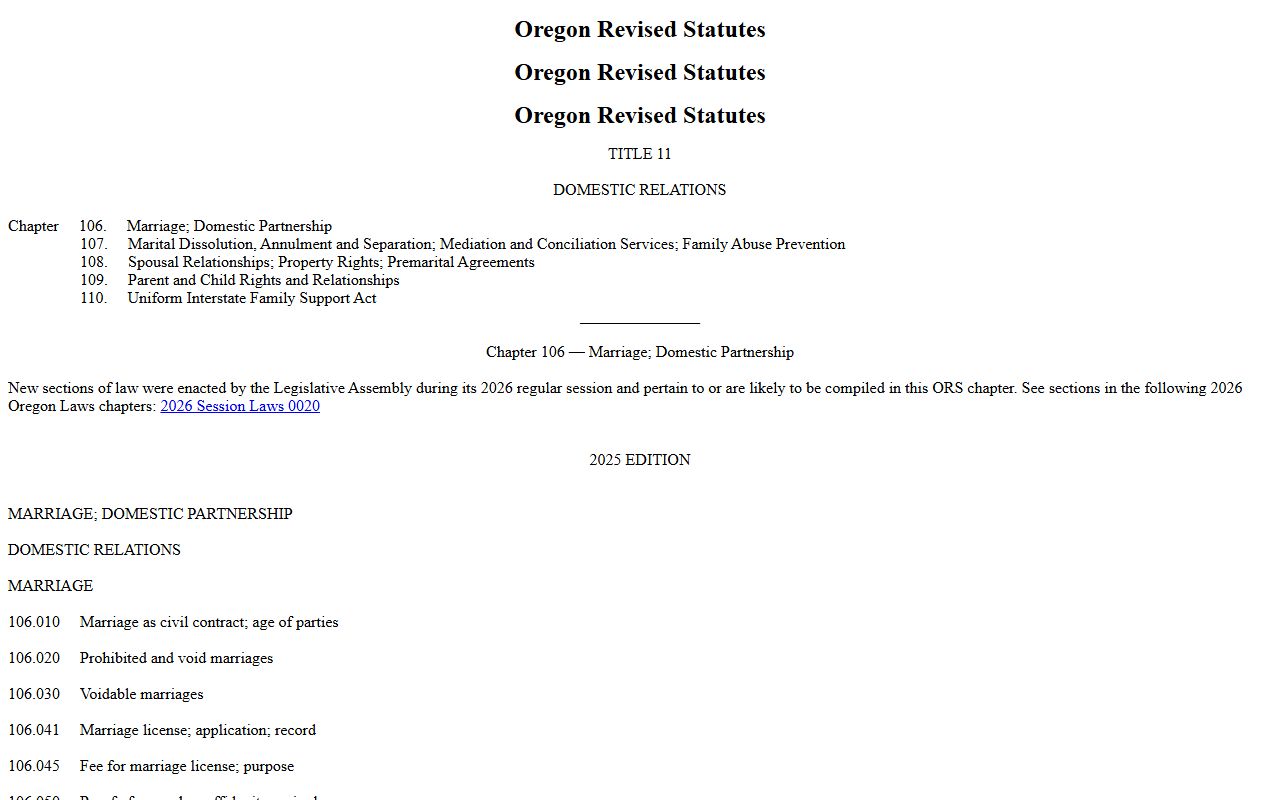 Curry County marriage records Oregon marriage statutes