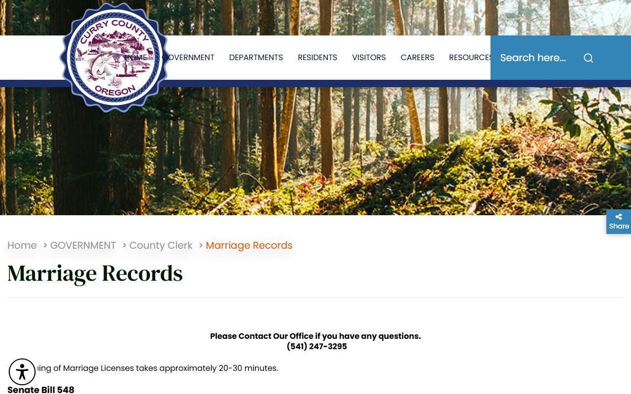 Curry County marriage records license and certified copy instructions