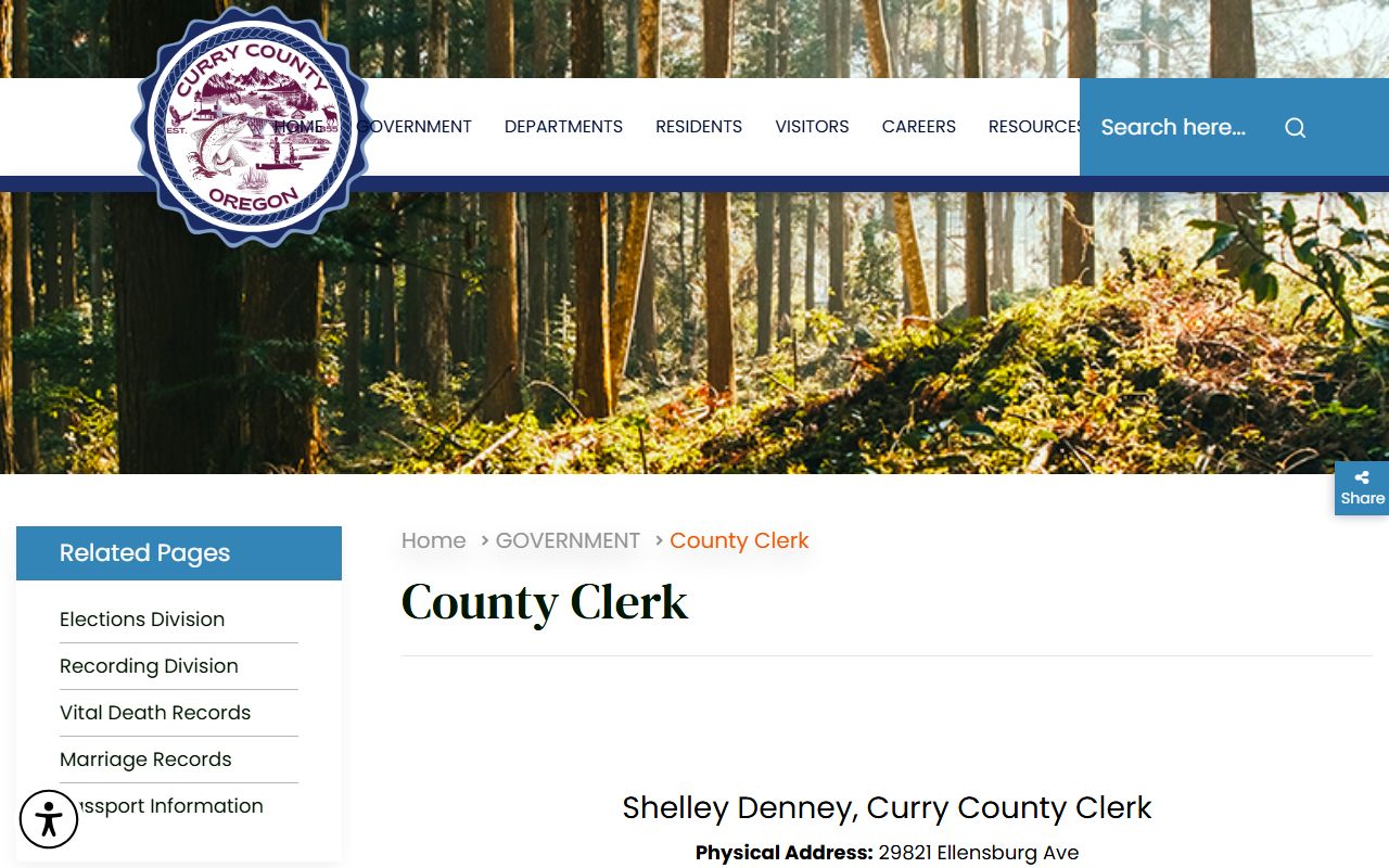 Curry County marriage records and county clerk office page