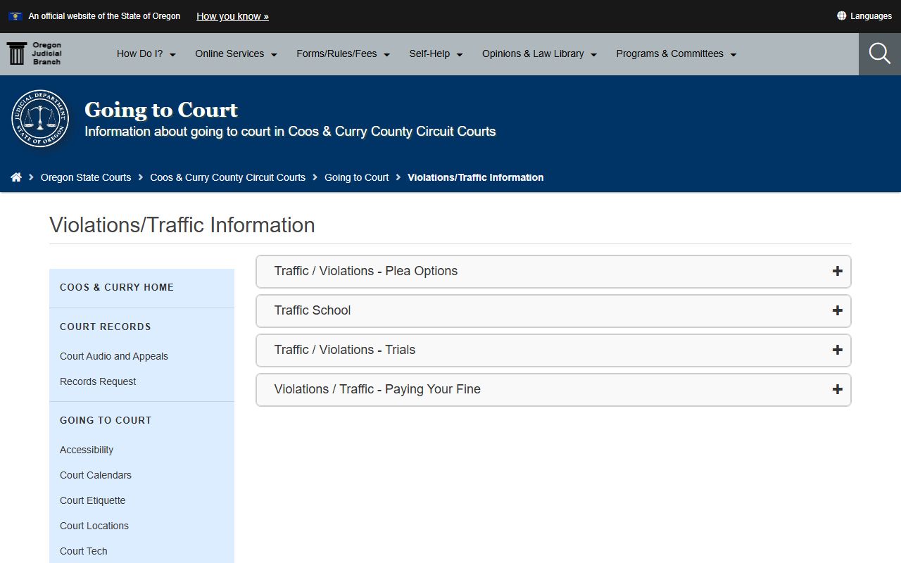 Curry County traffic court records Coos and Curry traffic source