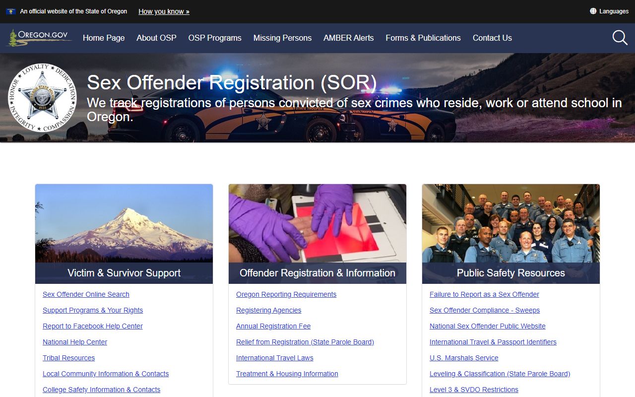 Curry County warrant records Oregon State Police registration program